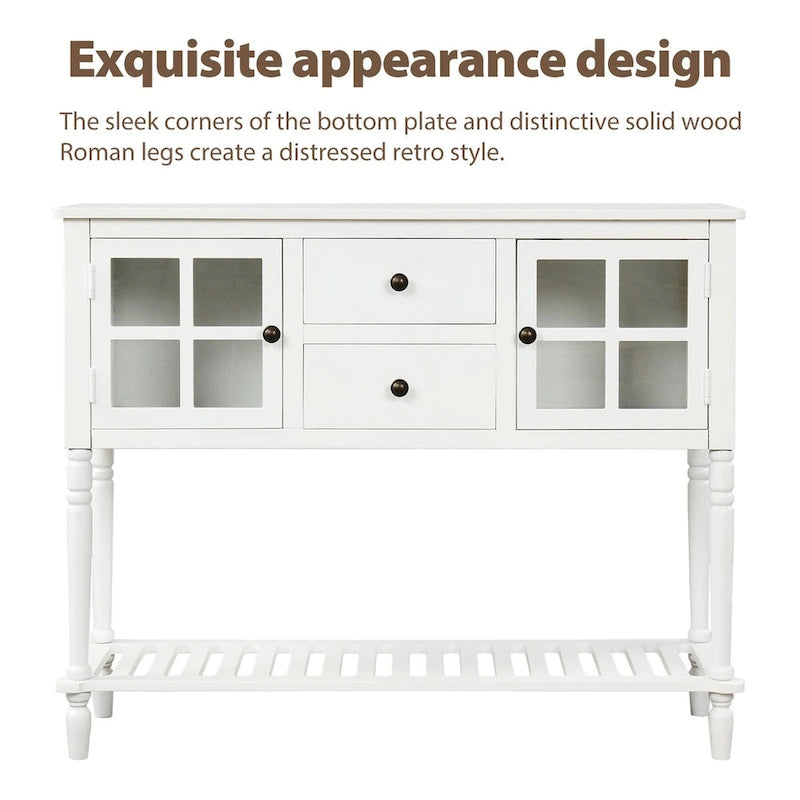 Console de table/Bahut de ferme antique bleu marine/blanc - Utilisation 1 personne