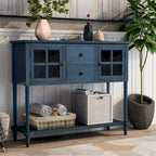 Console de table/Bahut de ferme antique bleu marine/blanc - Utilisation 1 personne
