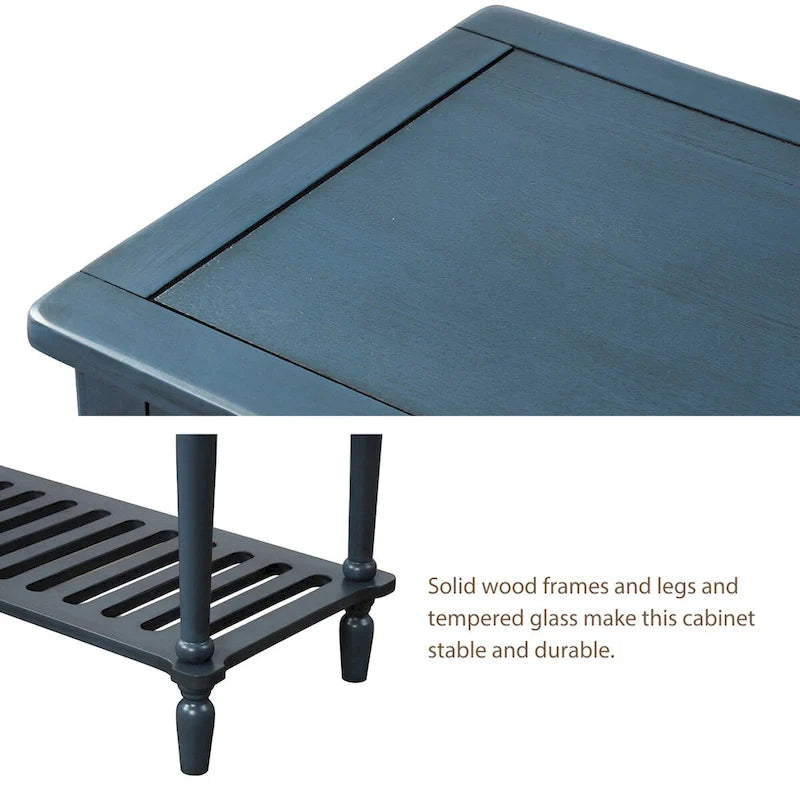 Console de table/Bahut de ferme antique bleu marine/blanc - Utilisation 1 personne