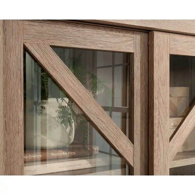 Bibliothèque à portes coulissantes Jamocha Wood avec tiroir-classeur – Format Lettre