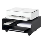 Meuble d'imprimante roulant noir/blanc avec rangement, acier, un utilisateur