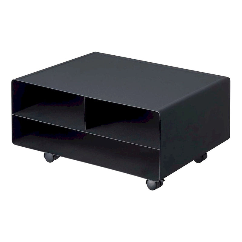 Meuble d'imprimante roulant noir/blanc avec rangement, acier, un utilisateur