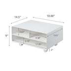 Meuble d'imprimante roulant noir/blanc avec rangement, acier, un utilisateur