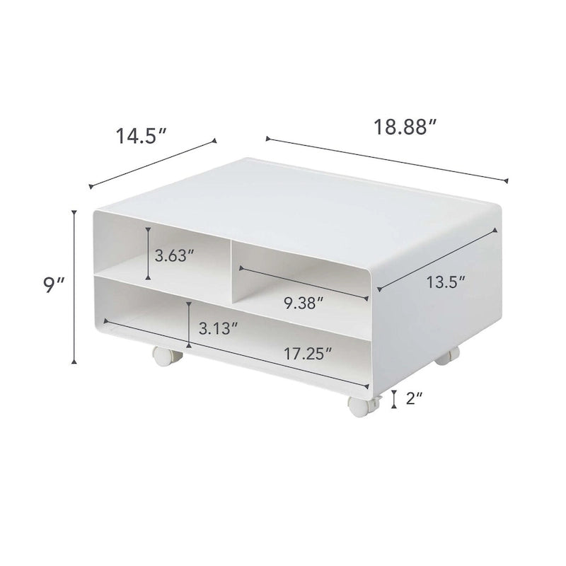 Meuble d'imprimante roulant noir/blanc avec rangement, acier, un utilisateur