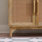 Meuble 3 portes en bois de manguier et cannage naturel