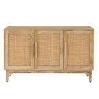 Meuble 3 portes en bois de manguier et cannage naturel