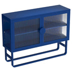 Armoire en acier cannelé vert/bleu, 2 portes avec étagères réglables