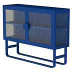 Armoire en acier cannelé vert/bleu, 2 portes avec étagères réglables