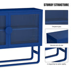 Armoire en acier cannelé vert/bleu, 2 portes avec étagères réglables