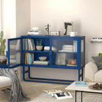 Armoire en acier cannelé vert/bleu, 2 portes avec étagères réglables