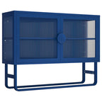 Armoire en acier cannelé vert/bleu, 2 portes avec étagères réglables