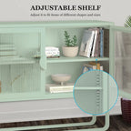 Armoire en acier cannelé vert/bleu, 2 portes avec étagères réglables