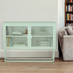Armoire en acier cannelé vert/bleu, 2 portes avec étagères réglables