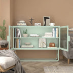 Armoire en acier cannelé vert/bleu, 2 portes avec étagères réglables