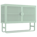 Armoire en acier cannelé vert/bleu, 2 portes avec étagères réglables