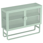 Armoire en acier cannelé vert/bleu, 2 portes avec étagères réglables