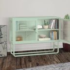 Armoire en acier cannelé vert/bleu, 2 portes avec étagères réglables