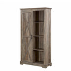 Armoire haute de rangement avec porte de grange Espresso / Gris délavé