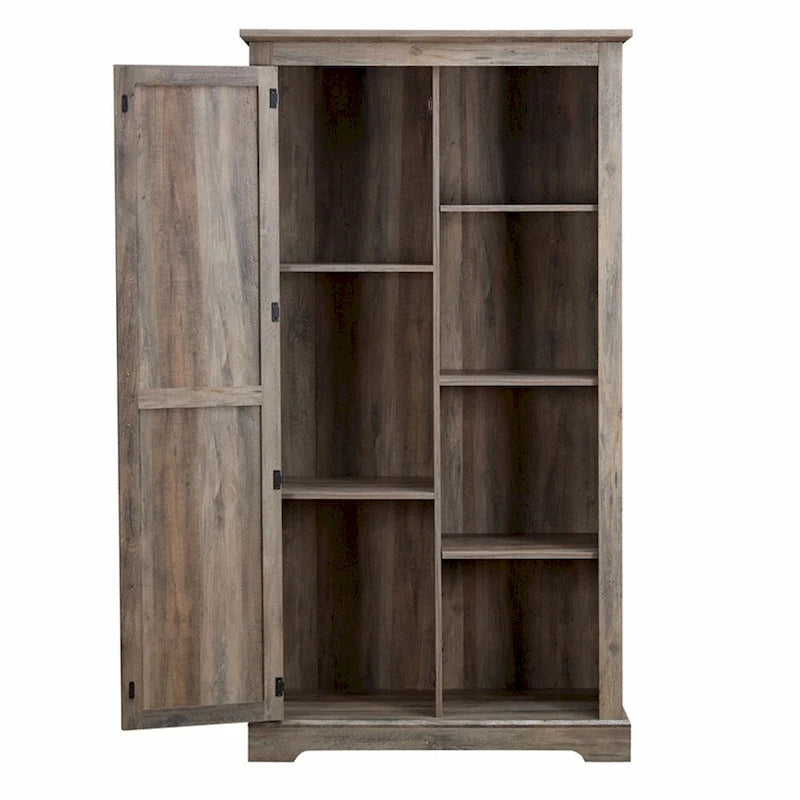 Armoire haute de rangement avec porte de grange Espresso / Gris délavé