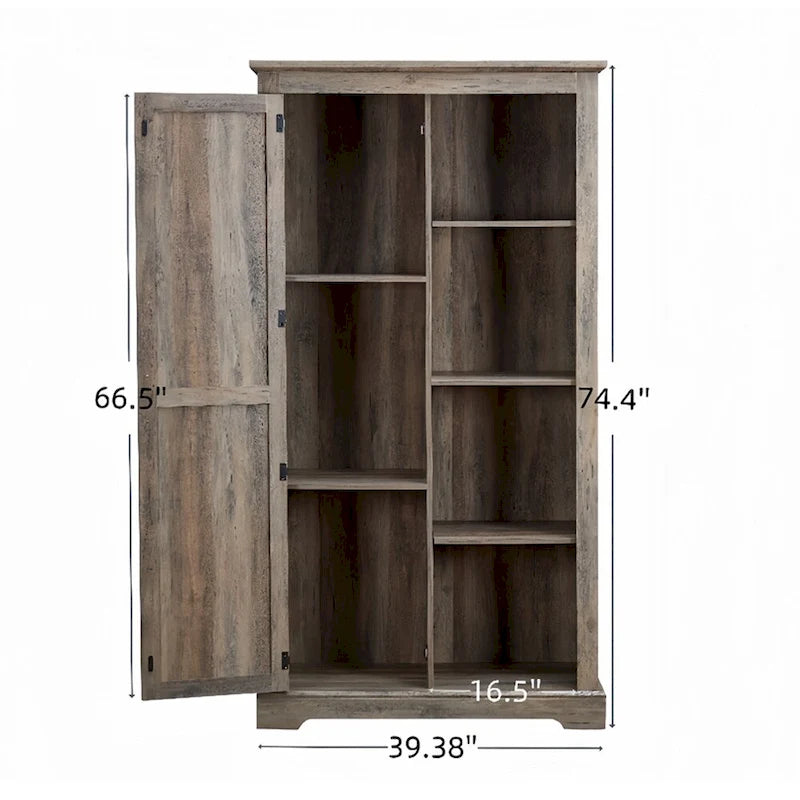 Armoire haute de rangement avec porte de grange Espresso / Gris délavé