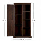 Armoire haute de rangement avec porte de grange Espresso / Gris délavé