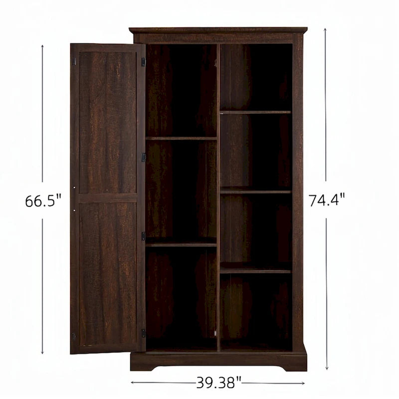 Armoire haute de rangement avec porte de grange Espresso / Gris délavé