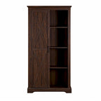 Armoire haute de rangement avec porte de grange Espresso / Gris délavé
