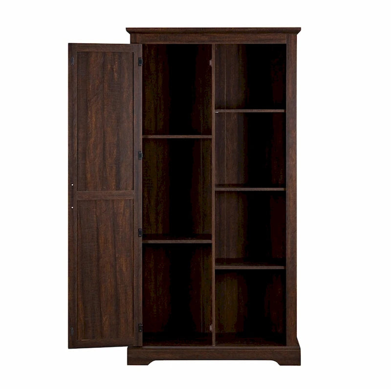 Armoire haute de rangement avec porte de grange Espresso / Gris délavé