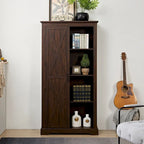 Armoire haute de rangement avec porte de grange Espresso / Gris délavé