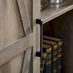 Armoire haute de rangement avec porte de grange Espresso / Gris délavé