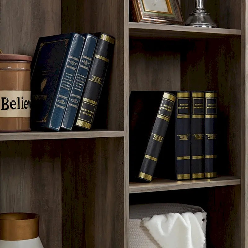 Armoire haute de rangement avec porte de grange Espresso / Gris délavé