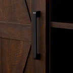 Armoire haute de rangement avec porte de grange Espresso / Gris délavé