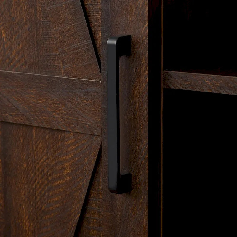Armoire haute de rangement avec porte de grange Espresso / Gris délavé