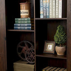 Armoire haute de rangement avec porte de grange Espresso / Gris délavé