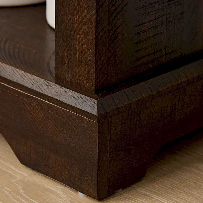 Armoire haute de rangement avec porte de grange Espresso / Gris délavé