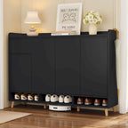 Meuble à chaussures minimaliste blanc/noir avec tiroir, assemblage à 2 personnes, buffet de rangement à 3 étagères