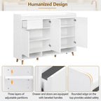 Meuble à chaussures minimaliste blanc/noir avec tiroir, assemblage à 2 personnes, buffet de rangement à 3 étagères