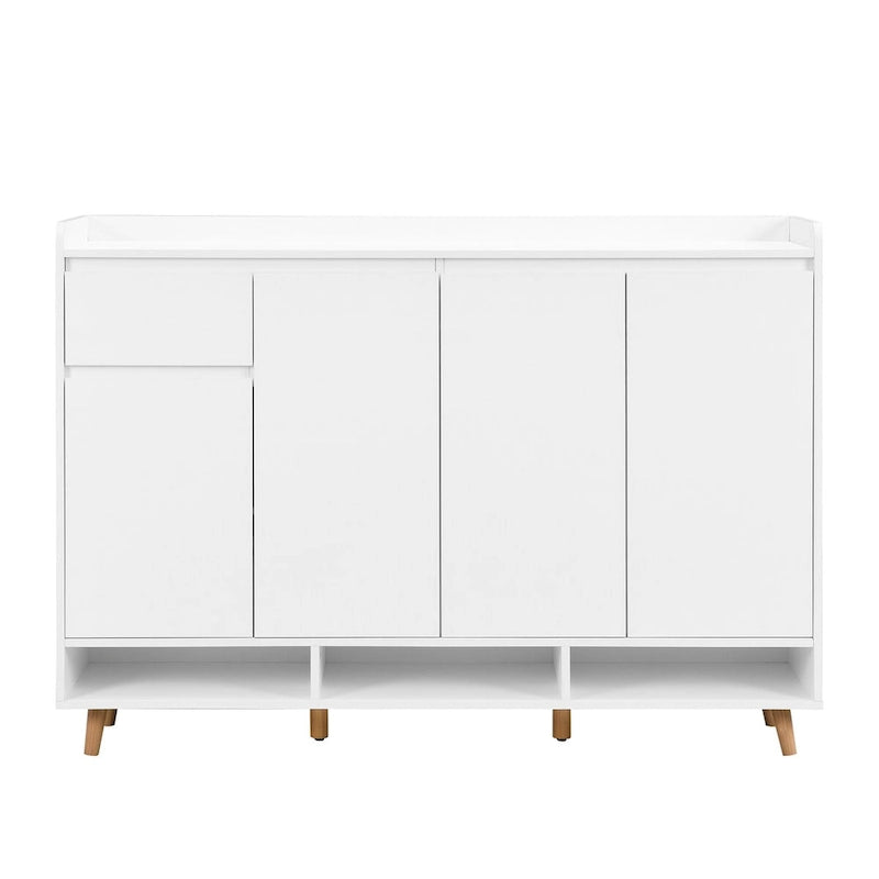 Meuble à chaussures minimaliste blanc/noir avec tiroir, assemblage à 2 personnes, buffet de rangement à 3 étagères
