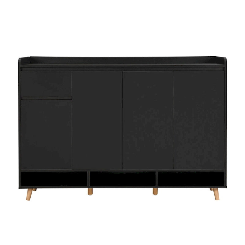 Meuble à chaussures minimaliste blanc/noir avec tiroir, assemblage à 2 personnes, buffet de rangement à 3 étagères