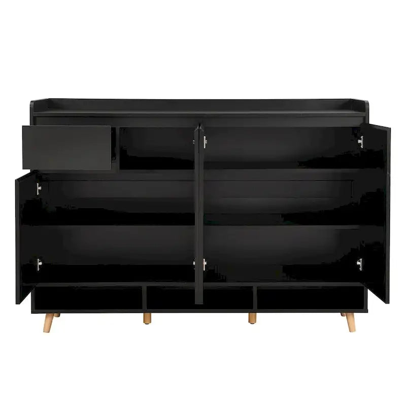 Meuble à chaussures minimaliste blanc/noir avec tiroir, assemblage à 2 personnes, buffet de rangement à 3 étagères