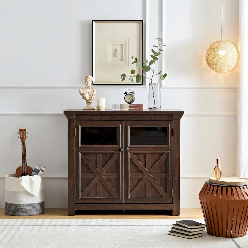 Meuble vitrine vintage à 2 portes marron/espresso – Unité simple