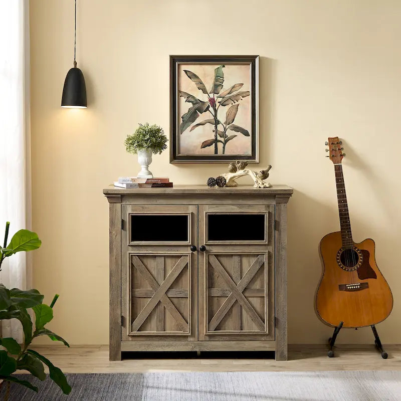 Meuble vitrine vintage à 2 portes marron/espresso – Unité simple