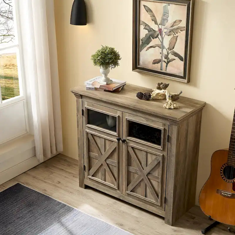 Meuble vitrine vintage à 2 portes marron/espresso – Unité simple