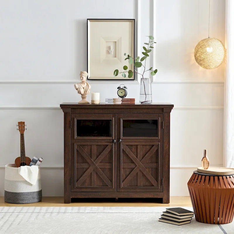 Meuble vitrine vintage à 2 portes marron/espresso – Unité simple