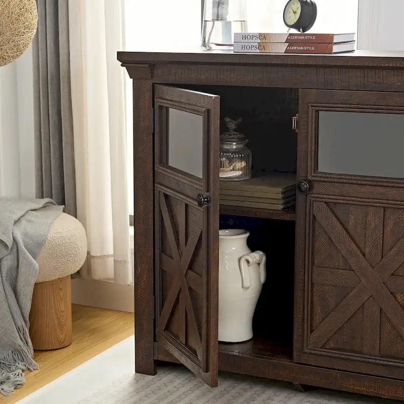 Meuble vitrine vintage à 2 portes marron/espresso – Unité simple