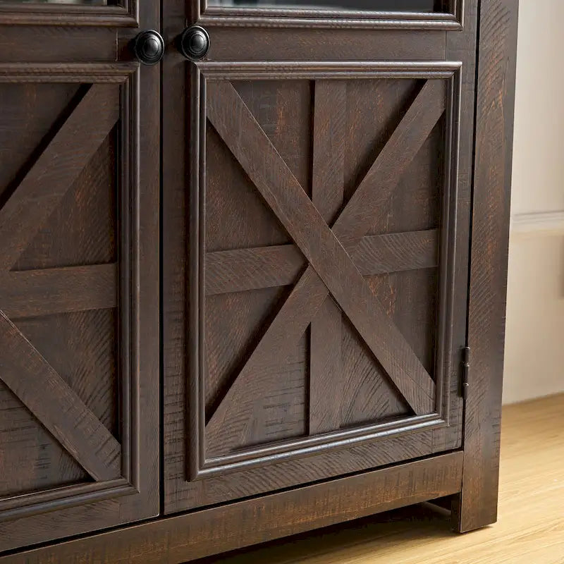 Meuble vitrine vintage à 2 portes marron/espresso – Unité simple