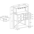 Buffet de bar en bois bleu et blanc avec porte-bouteilles, rangement pour 9 bouteilles