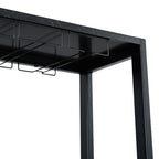 Buffet de bar en bois bleu et blanc avec porte-bouteilles, rangement pour 9 bouteilles