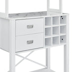 Buffet de bar en bois bleu et blanc avec porte-bouteilles, rangement pour 9 bouteilles
