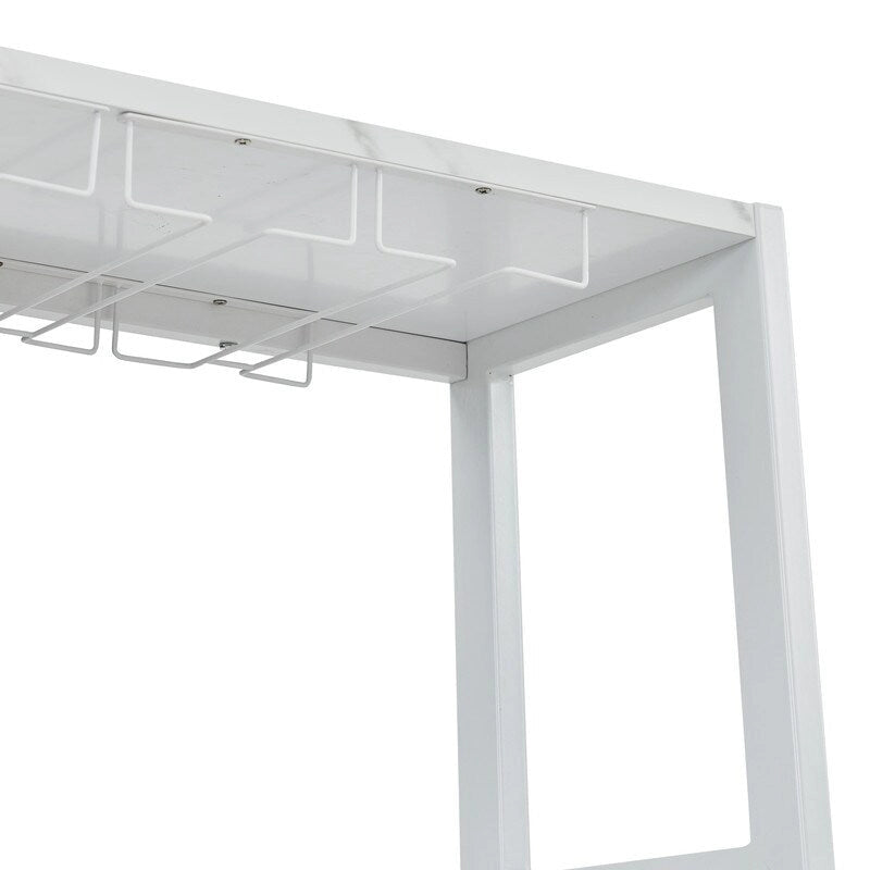 Buffet de bar en bois bleu et blanc avec porte-bouteilles, rangement pour 9 bouteilles